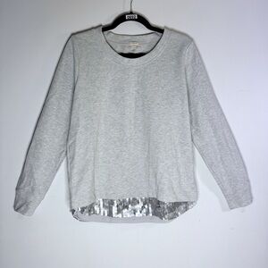 J.Crew Factory Sequin Hem Pullover Sweatshirt, Gray, Women’s Medium